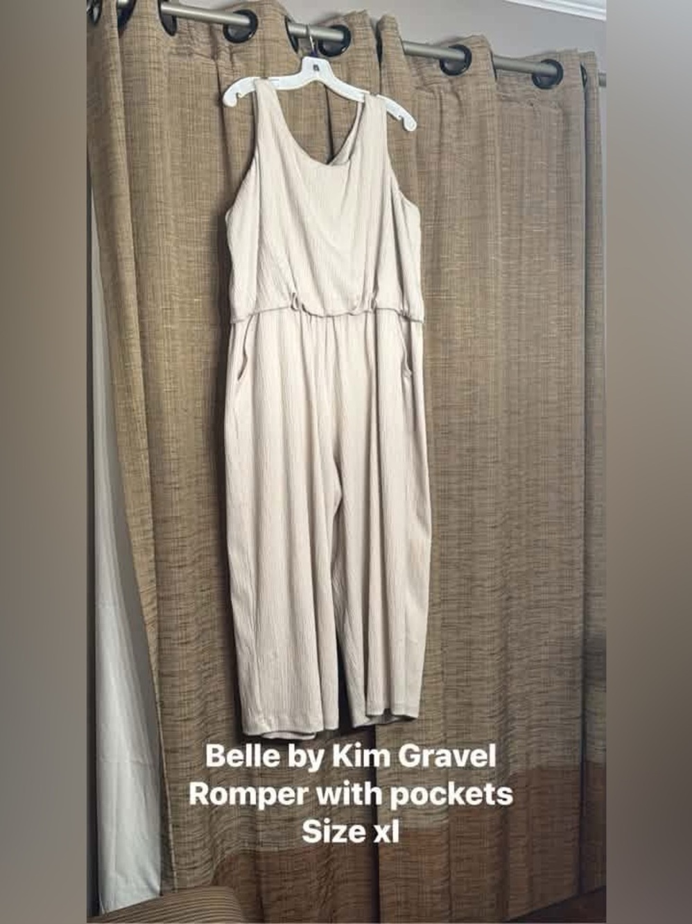 Belle by Kim Gravel Cream Sleeveless Jumpsuit Romper VGUC size XL